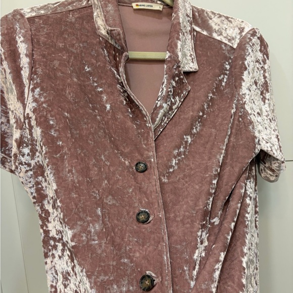 Marine Layer Velvet Button Down Shirt - Mauve - Picture 2 of 3